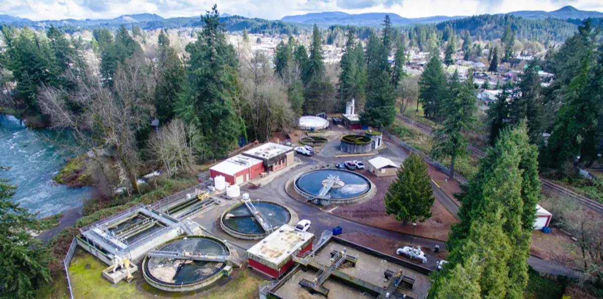 Wastewater treatment plant aerial